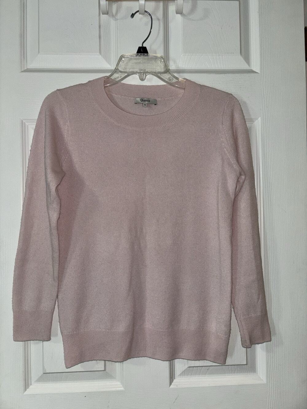 Quince Girls Pink Sz 12 Washable Crewneck Sweater 100% Cashmere Balletcore